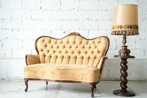 Elegant Vintage Sofa Next to Classic Lamp, Perfect for Furniture Upholstery Edmonton