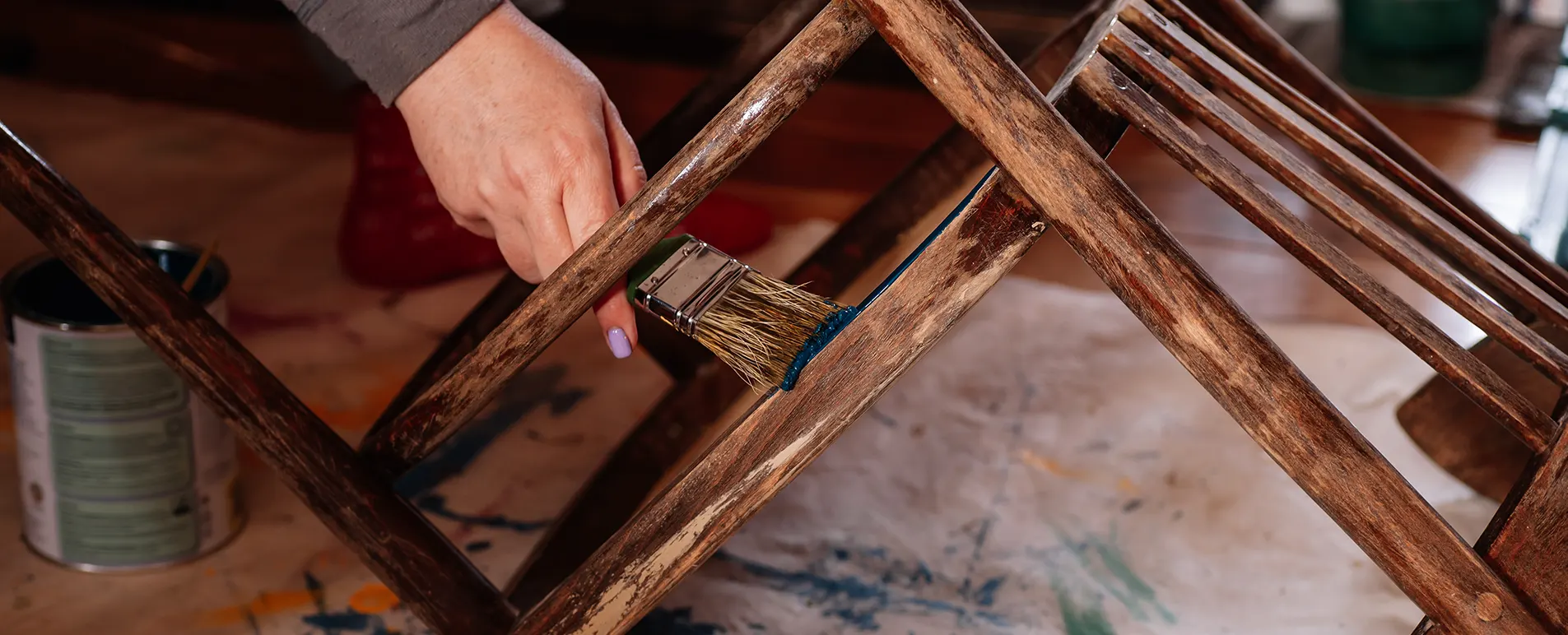Hand Applying Varnish on Wooden Chair for In Home Furniture Repair Edmonton